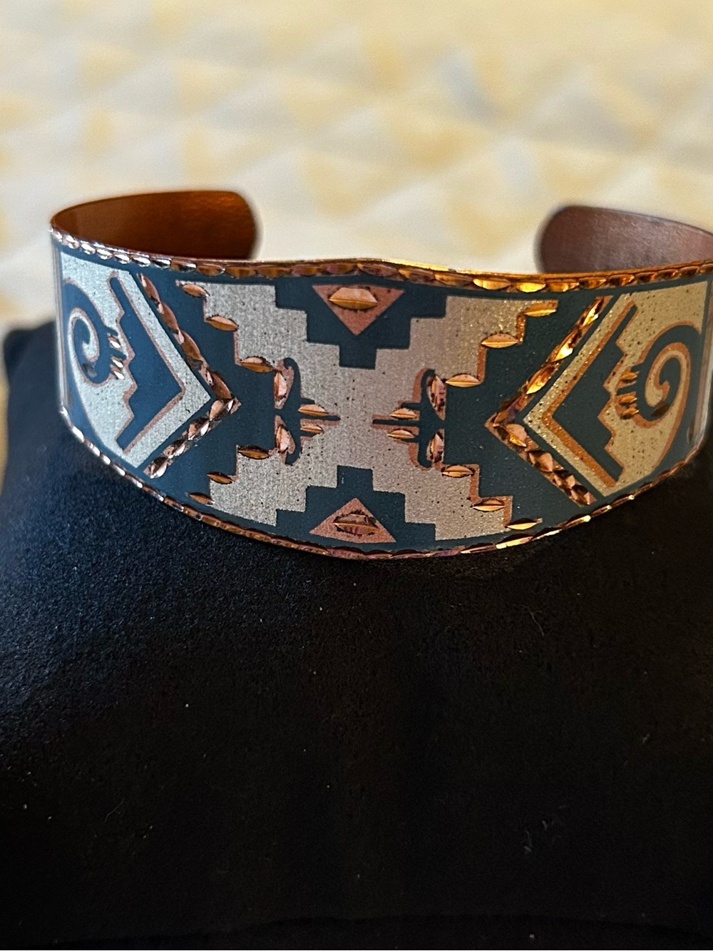 Southwestern Copper Cuff Bracelet in Teal and Silver $20